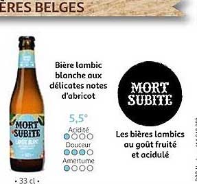 mort subite bière lambic blanche aux délicates notes d'abricot