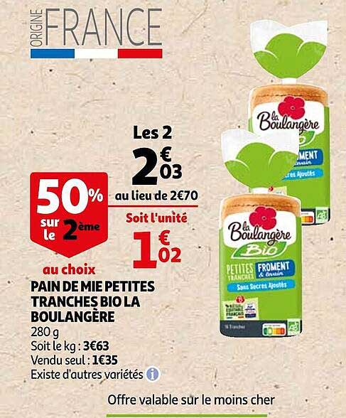 pain de mie petites tranches bio la boulangère