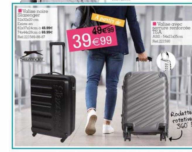 valise noire slazenger, valise avec serrure renforcée tsa