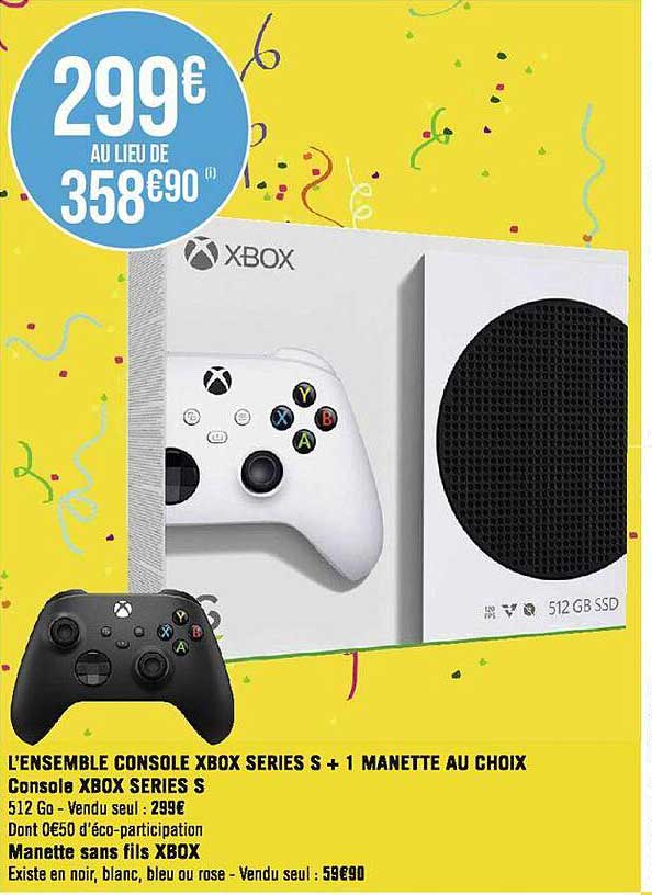 l'ensemble console xbox séries s + 1 manette au choix