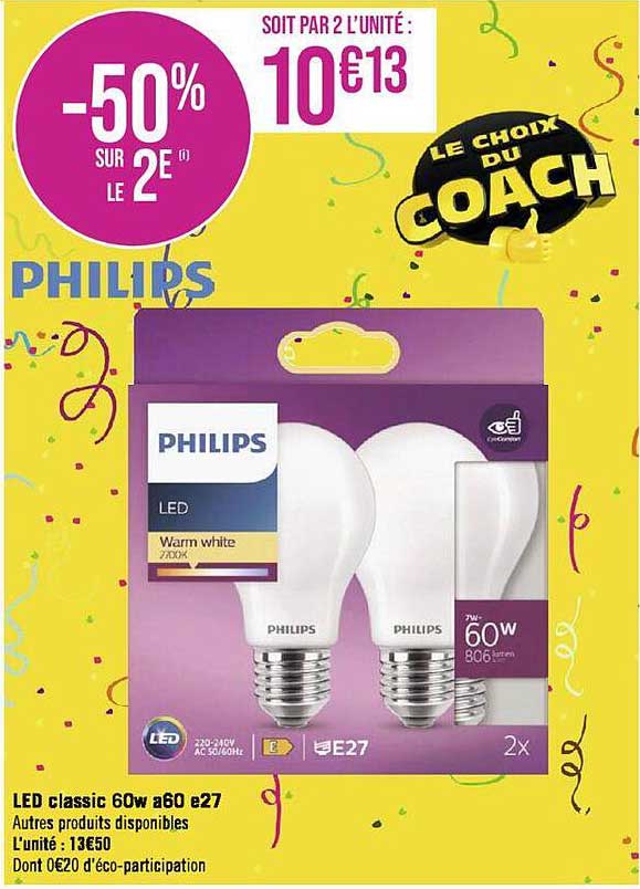 led classic 60w a60 e27 philips