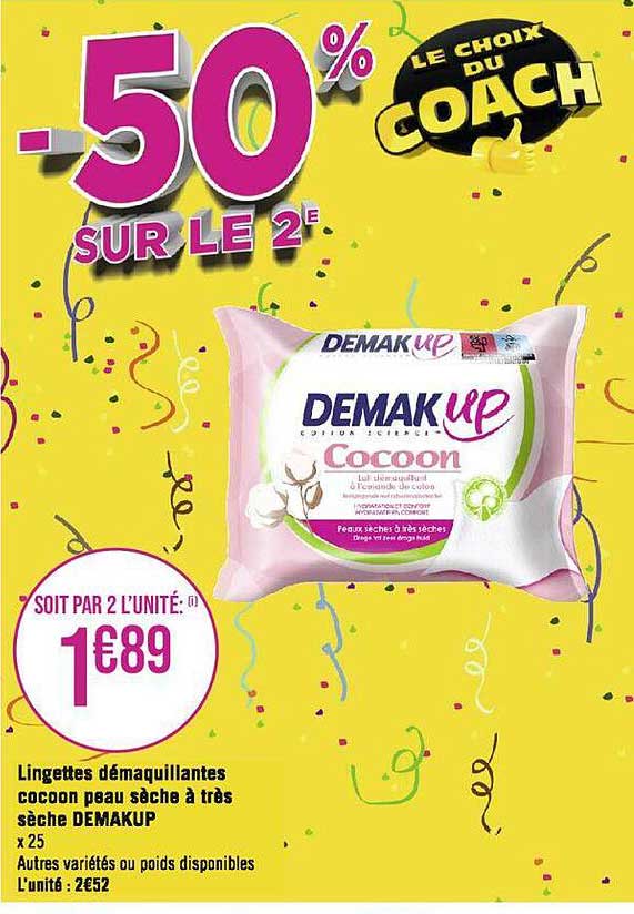 Lingettes Démaquillantes Cocoon Peau Sèche à Très Sèche Demakup