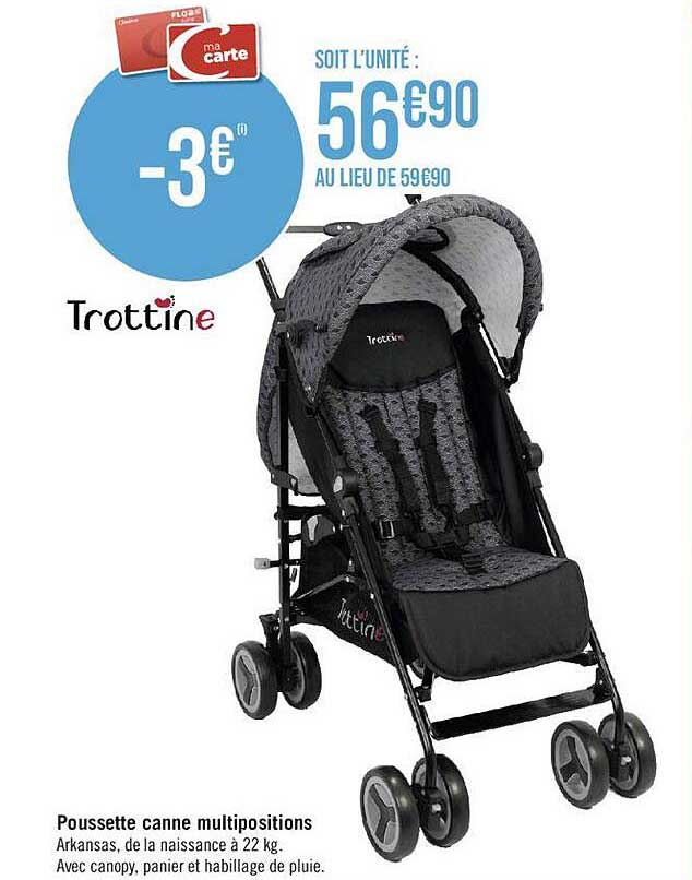 poussette canne multipositions trottine