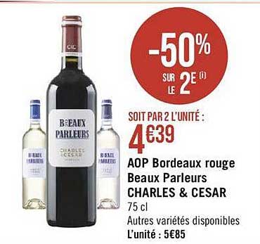 aop bordeaux rouge beaux parleurs charles & cesar