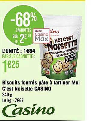 biscuits fourrés pâte à tartiner moi c'est noisette casino