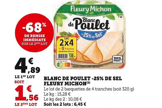 blanc de poulet -25% de sel fleury michon