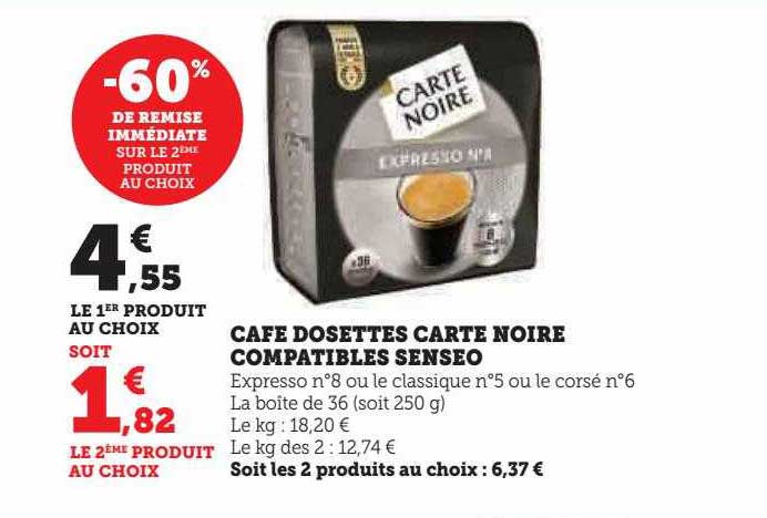 café dosettes carte noire compatibles senseo