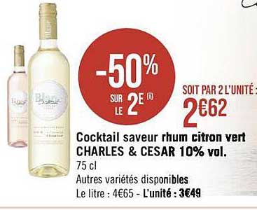 Cocktail Saveur Rhum Citron Vert Charles & Cesar