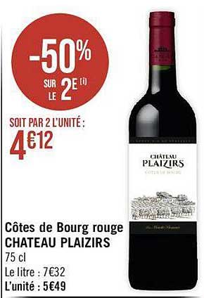 côtes de bourg rouge château plaizirs