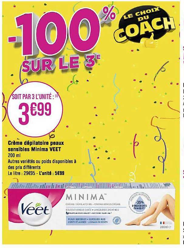 crème dépilatoire peaux sensibles minima veet