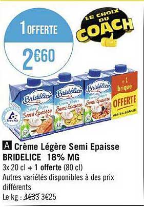 crème légère semi épaisse bridelice