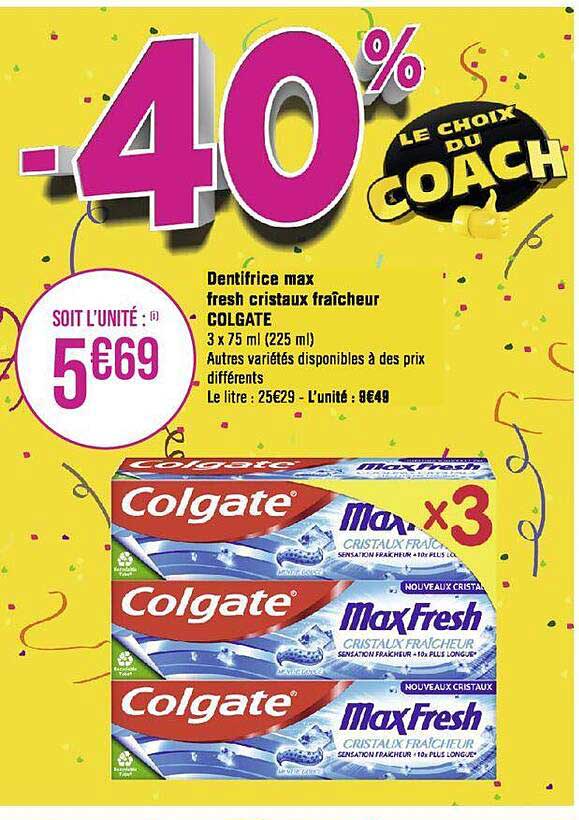 Dentifrice Max Fresh Cristaux Fraîcheur Colgate