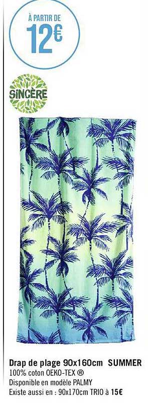 Drap De Plage 90 X 160 Cm Summer Sincère