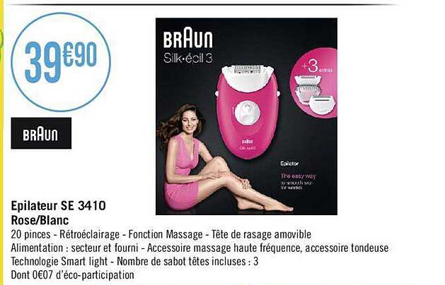 épilateur se 3410 rose-blanc braun