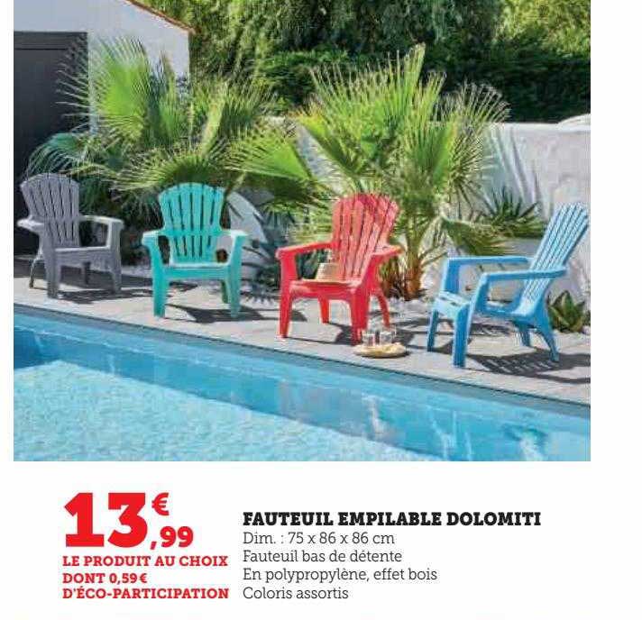 fauteuil empilable dolomiti