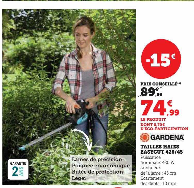 gardena tailles haies easycut 420-45