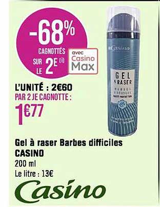 gel à raser barbes difficiles casino