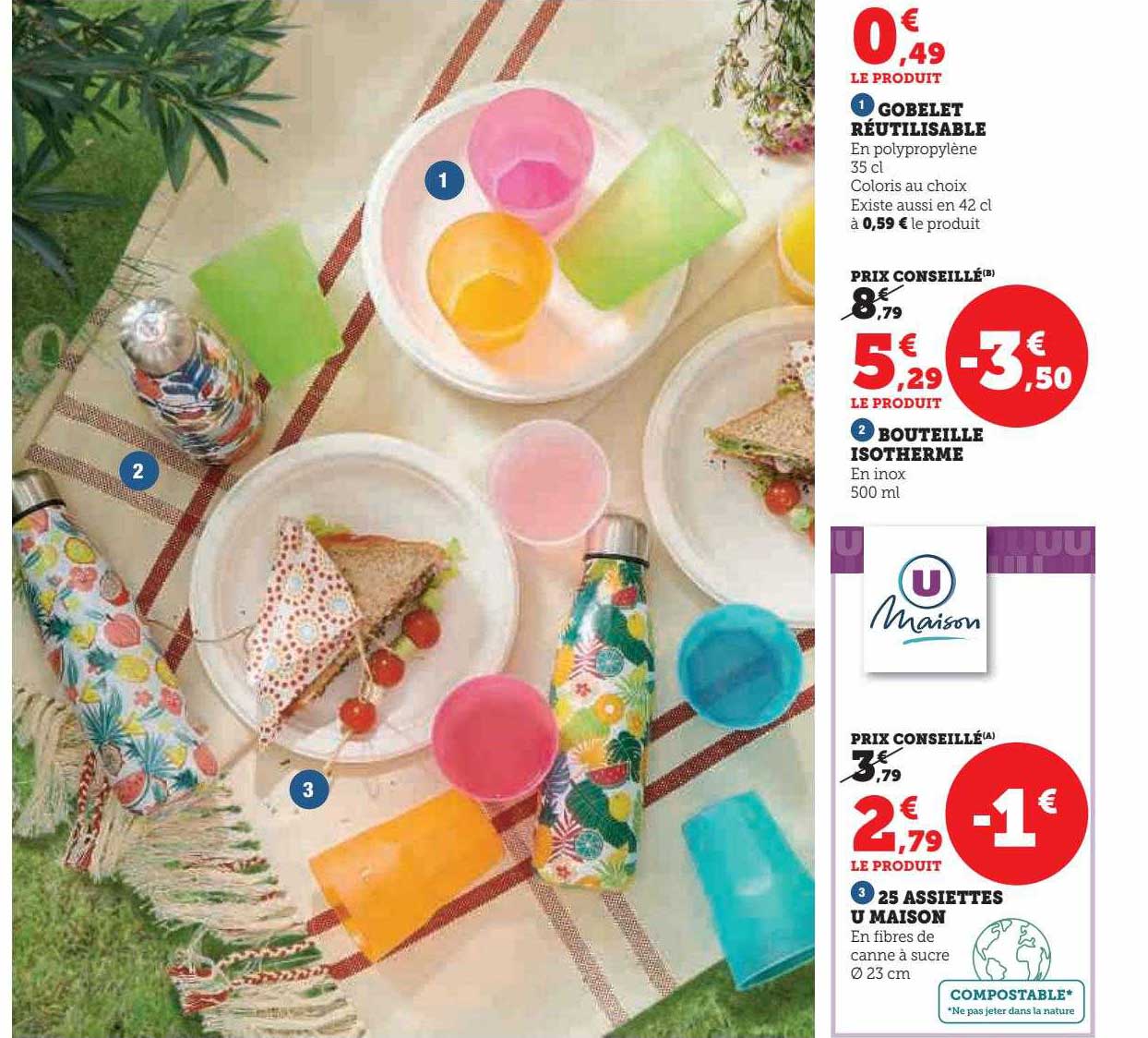 Gobelet Réutilisable Ou Bouteille Isotherme Ou 25 Assiettes U Maison