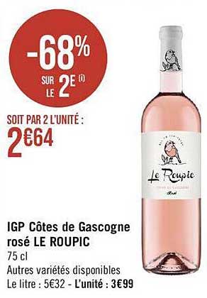 igp côtes de gascogne rosé le roupic