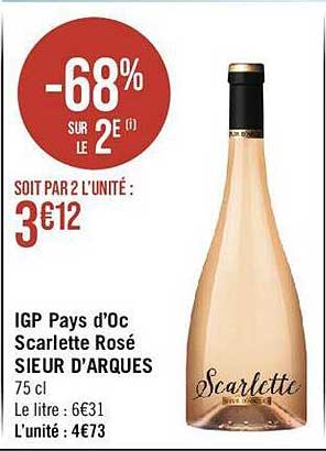 Igp Pays D'oc Scarlette Rosé Sieur D'arques