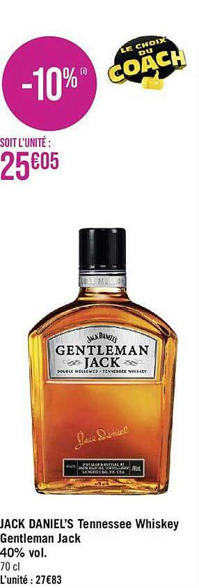 jack daniel's tennessee whiskey gentleman jack