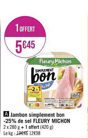 jambon simplement bon -25% de sel fleury michon