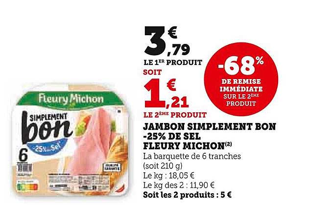 jambon simplement bon -25% de sel fleury michon
