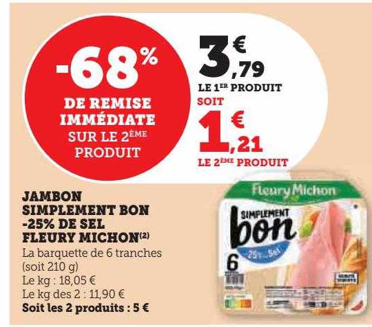 jambon simplement bon -25% de sel fleury michon