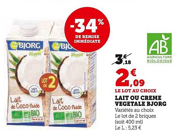 Lait Ou Crème Végétale Bjorg