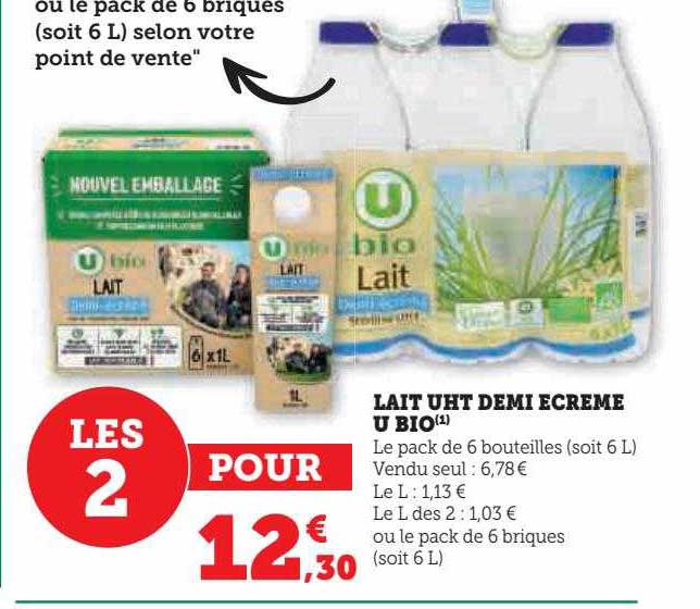 Lait Uht Demi écrémé U Bio