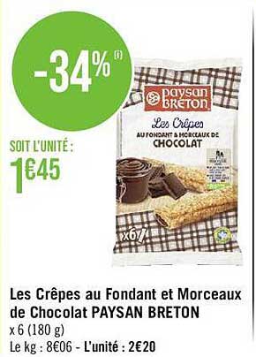 les crêpes au fondant et morceaux de chocolat paysan breton