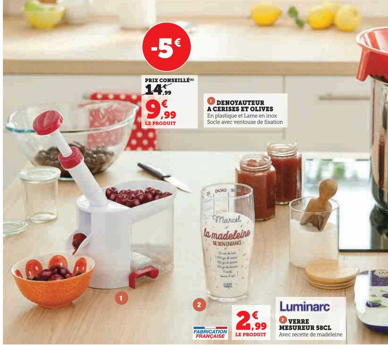 luminarc verre mesureur ou denoyauteur à cerises et olives