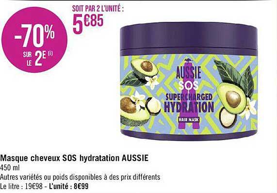masque cheveux sos hydratation aussie