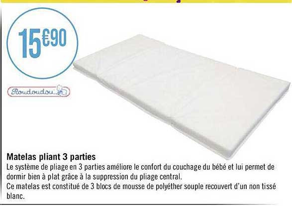 matelas pliant 3 parties roudoudou