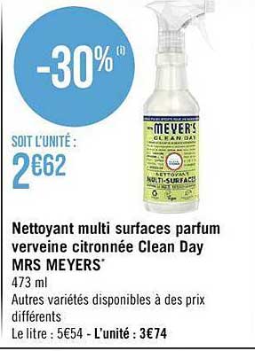 nettoyant multi surfaces parfum verveine citronnée clean day mrs meyers