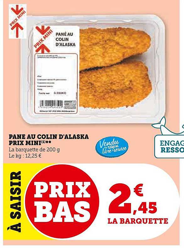 pané au colin d'alaska prix mini