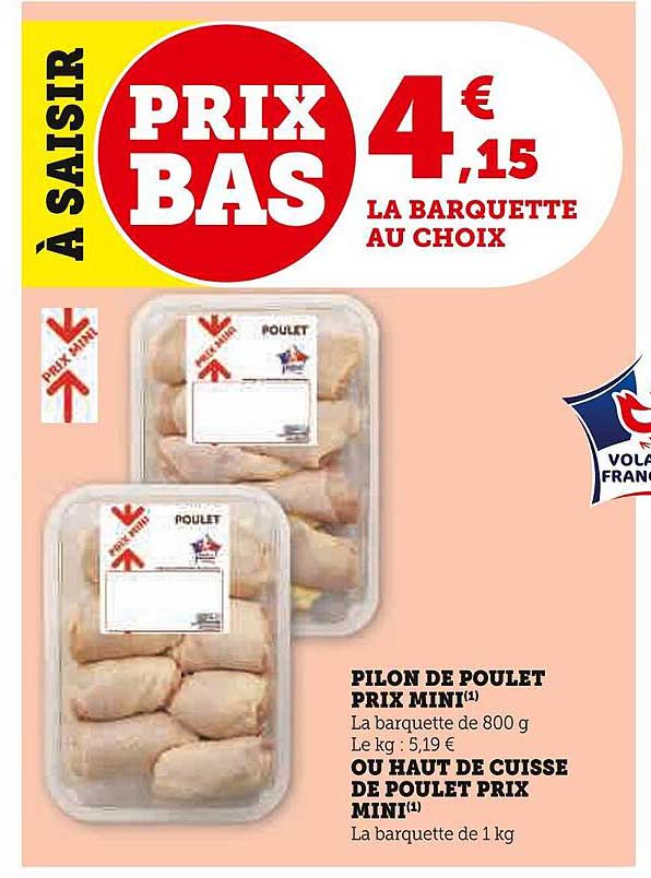 pilon de poulet prix mini ou haut de cuisse de poulet prix mini