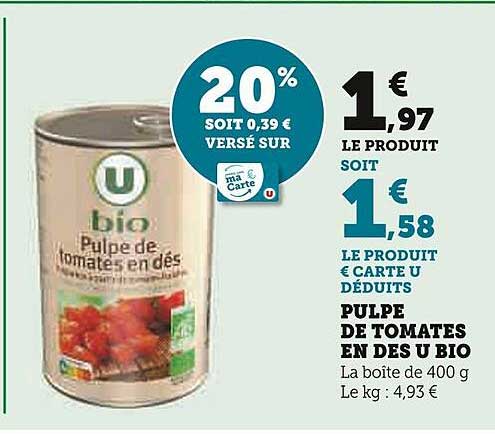 Pulpe De Tomates En Dés U Bio