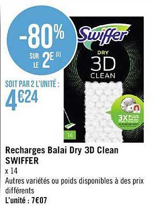 Recharges Balai Dry 3d Clean Swiffer