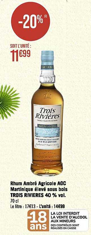 rhum ambré agricole aoc martinique élevé sous bois trois rivières