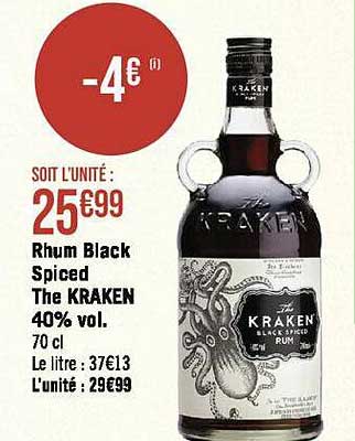 rhum black spiced the kraken