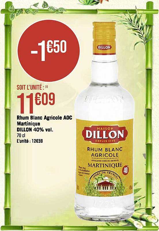 Rhum Blanc Agricole Aoc Martinique Dillon