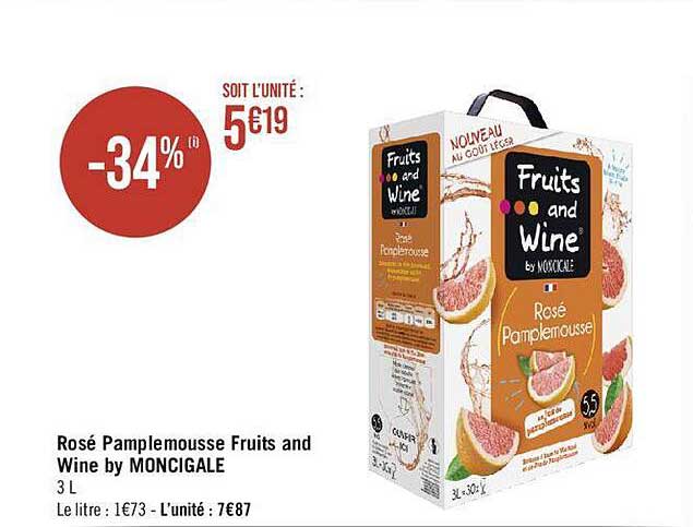 rosé pamplemousse fruits and wine by moncigale