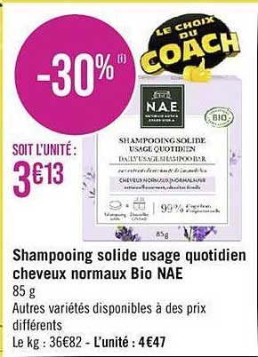 shampooing solide usage quotidien cheveux normaux bio nae