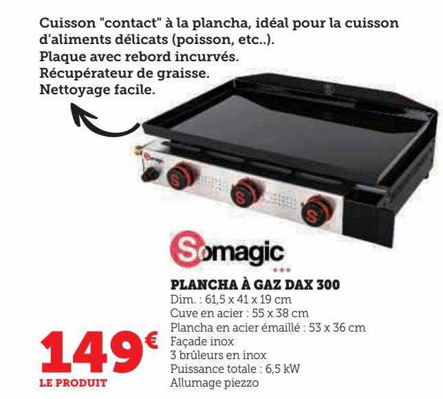 somagic plancha à gaz dax 300