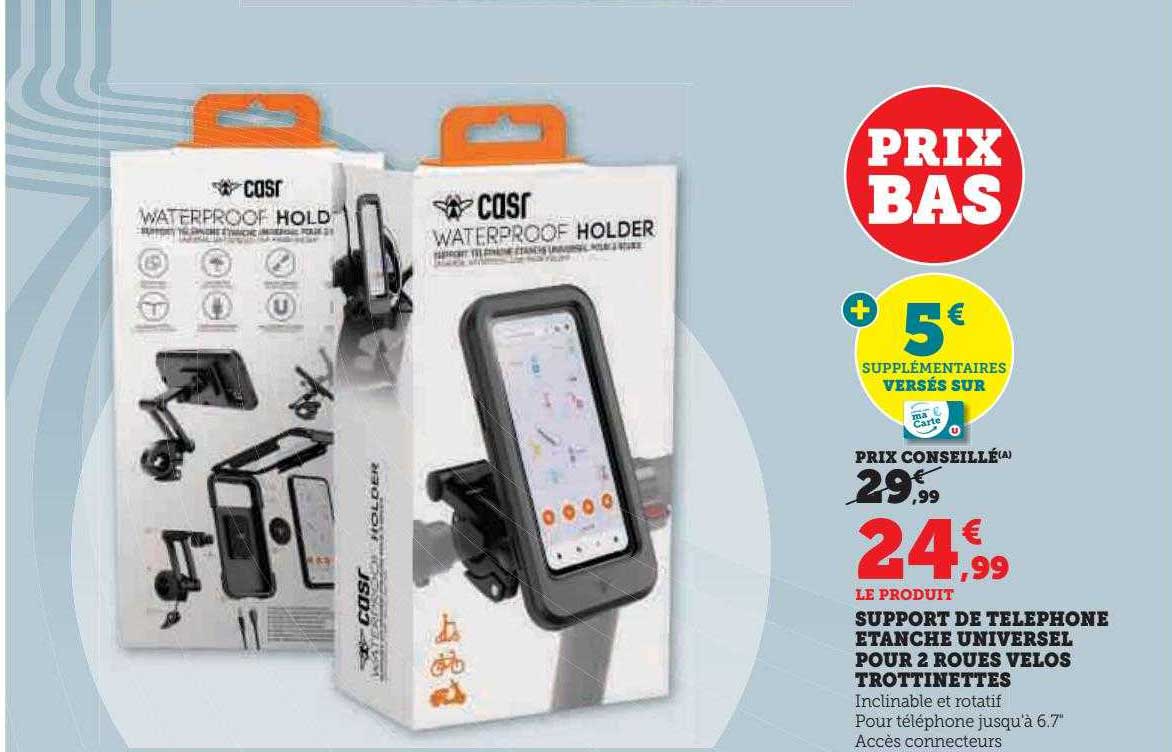 support de téléphone étanche universel pour 2 roues vélos trottinette