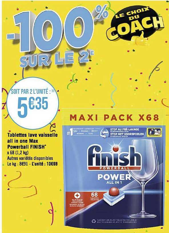 tablettes lave vaisselle all in one max powerball finish