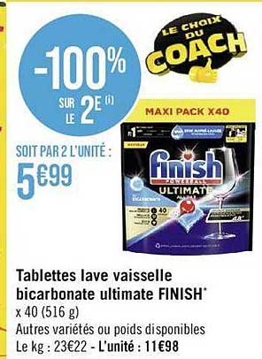 Tablettes Lave Vaisselle Bicarbonate Ultimate Finish