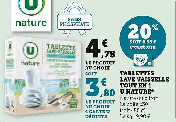 tablettes lave vaisselle tout en 1 u nature