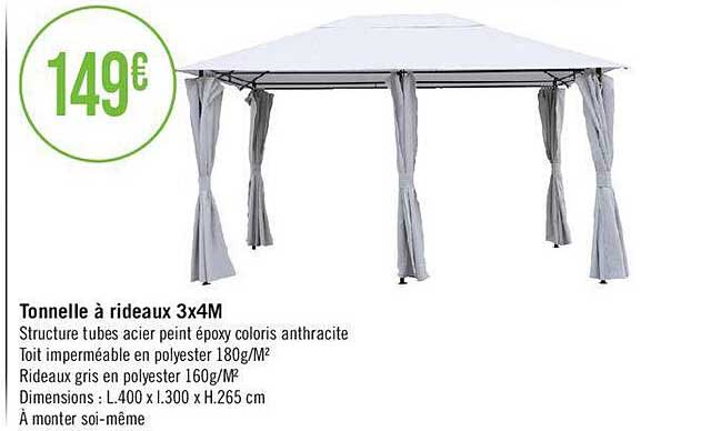 Tonnelle à Rideaux 3 X 4m